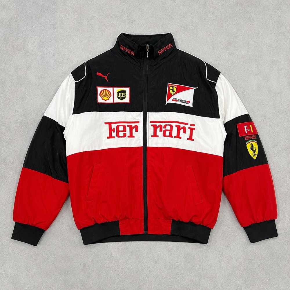 Ferrari Puma Scuderia F1 Racing‎ Jacket Mens Large Shell UPS Sponsor Patches Y2K